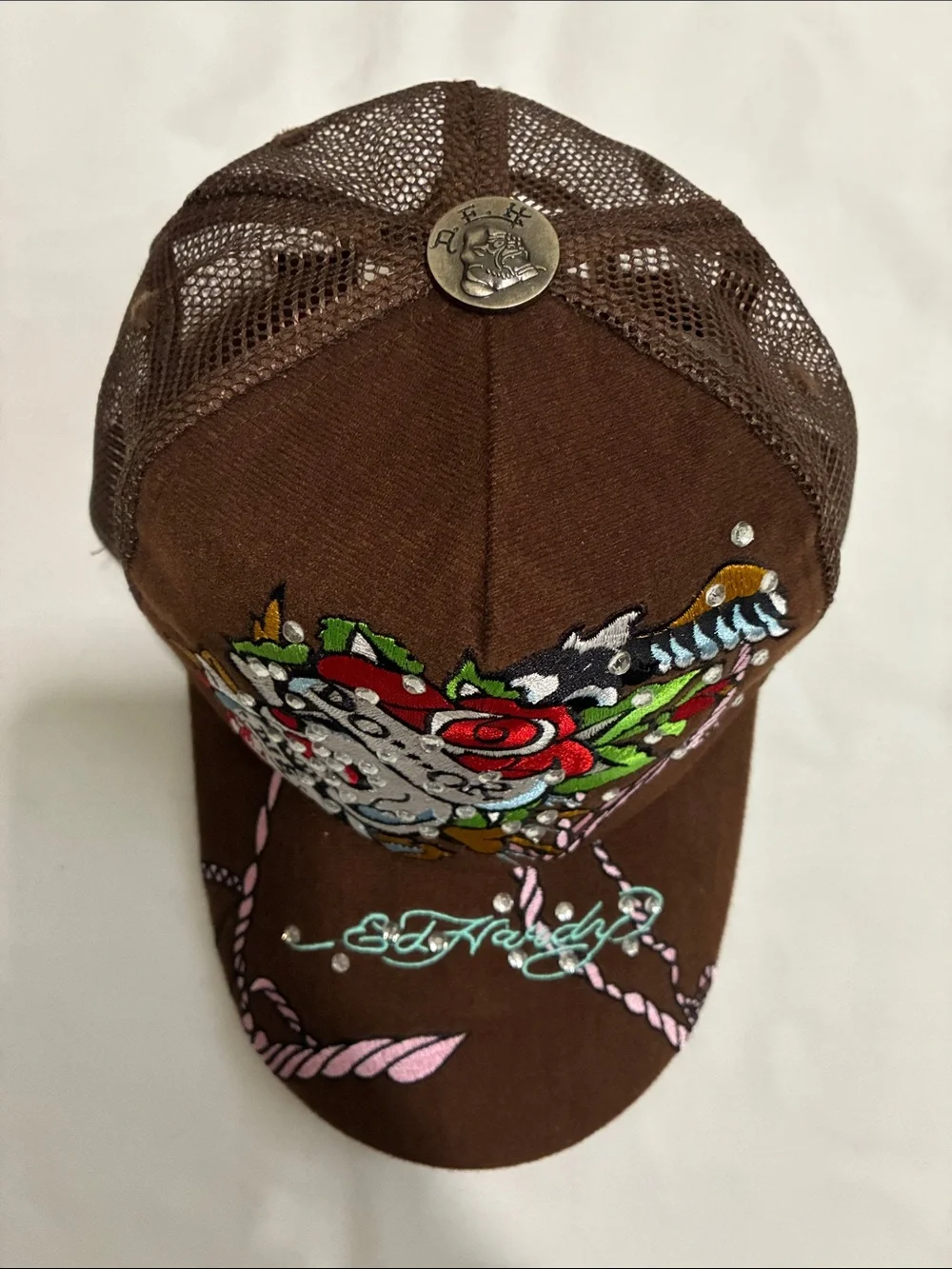 Don Ed Hardy Do Or Die Baseball Cap Trucker Hat Snapback Rhinestone Bling